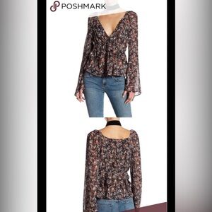 Free People Uptown Floral Bell Sleeve Blouse (Retail: $118)